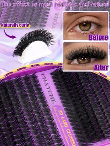 576/592/640pcs D Curl Fluffy False Eyelashes Set, Dense Voluminous DIY Segmented False Eyelashes, Includes Tools, Enlarges Eyes, Lightweight And Reusable, Large Capacity Single Cluster Eyelashes Set, Soft Natural Mixed Style Eyelashes - Multicolor - View 10