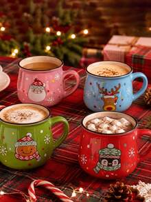1pc 150ml Mini Ceramic Christmas Mugs,Cute Washable Elegant Christmas Coffee Cups,Suitable For Coffee, Tea, Desserts,Hot,Suitable As Gift For Christmas New Year Holiday Party,Festive Table Setting Decor - Multicolor - View 9