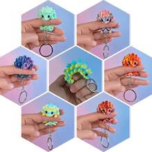 3PCS/1PC Hedgehog Pendant - Fully Movable Cute Creature, Rainbow Gradient Multicolor, Keychain Backpack Accessory, Birthday Christmas Gift (Random Color) - Multicolor - View 3