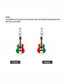 2d Flat, Mexican National Flag Classic Guitar And Bass Patterned Acrylic Pendant,Archie Mariachi Pride Keychain, For Music Instrument Enthusiasts - Multicolor - View 10