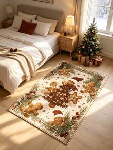 1pc, Gingerbread Man Print Rug, Fun Style, Suitable For Bedroom, Living Room, And Office Decor, Home Decor, Holiday Decoration, Christmas Gift Rug, Autumn/Winter New Arrival, Seasonal Decorative Mat With Holiday Design, Christmas Ornament, Perfect Christmas Gift, Perfect Match For Christmas And New Year Celebrations, Hallway Rug, Rug, Long Rug, Area Rug, Mat, Home Decor, Area Rug - Multicolor - View 4