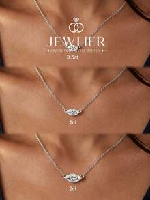 1件 0.5CT/1CT/2CT 垂直梨形項鍊，女性風格，適合日常配戴與派對飾品，精緻珠寶禮物 - 橫向馬眼 - 查看 2