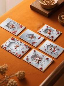 12pcs Christmas Wall Hole Santa Claus Reindeer Greeting Cards (6pcs) With Envelopes (6pcs) Family Friends Message Cards Humorous Christmas Cards Colorful Holiday Art Creative Christmas Cards - A - View 3
