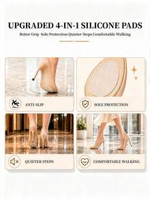 2 Pairs Women's Round Toe Trimmable Non-Slip Shoe Sole Pads, Adhesive Backing Protective Stickers For High Heels And Pointed Toe Shoes - Clear - View 3
