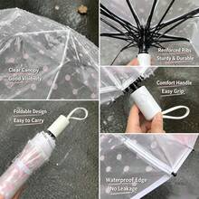 Korean Style Fresh Polka Dot Transparent Automatic Umbrella, One-Click Open & Close, Lightweight Without Burden, Multiple Colors Available, Perfect For Rainy Day Photoshoots, Portable Waterproof, Gentle Color Palette, Ritualistic Rainy Season Gift - Automatic Umbrella - View 4