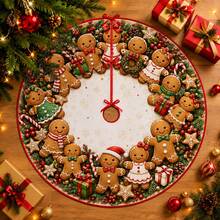 1 buah Alas Pohon Natal Motif Manusia Kue Jahe, Dekorasi Liburan Warna Elegan, 5 Ukuran, Hadiah Liburan Unisex, Cocok Untuk Dekorasi Rumah dan Pesta Natal - Mengumpulkan Hadiah Kue Jahe Pohon Natal - View 1