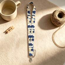 1 Piece Chinese Blue Cloud Lanyard With ID Card Holder, Traditional Oriental Art Badge Holder For Work Student Office Gift - Multicolor - View 4