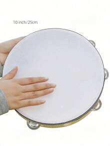 4/6/8/10 Inch Hand Drum With Metal Jingle Bells, Handheld Percussion Instrument For Church, KTV, Dance, Wedding Party, Live Performance, Music Education, Classroom Activity, Festival Celebration, Multi-Functional Music Tool, Music Gift - Apricot - View 3