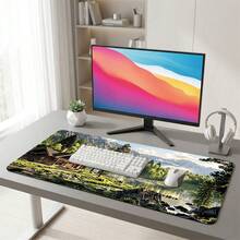 Landscape Nature Pattern Extra Long Gaming Mouse Pad And Desk Mat Set, Non-Slip Durable Rubber Base, Smooth Surface, Suitable For Computer Laptop Office Home, Abstract Art Decoration, Back To School Supplies - A - View 2