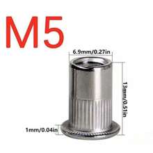 304 Stainless Steel Rivet Nut, Flat Head Vertical Ribbed Rivet Nut, Rivet Nut M5 - Multiple Styles - View 4