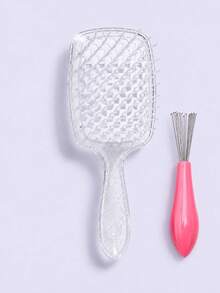 1set/1pc Shiny Handle Detangling Massage Comb, Wide Tooth Design For Comfortable Combing, Easily Say Goodbye To Tangled Hair, Flexible And Elastic Teeth, No Pulling During Combing, Suitable For Dry And Wet Hair, Ideal For Home Use Or Travel, Rounded Teeth For Comfortable Touch, Gently Massage Scalp While Combing, Flat Comb Surface, Easy To Clean Entangled Hair, Washable To Keep Clean, Lightweight And Portable - Multicolor - View 10