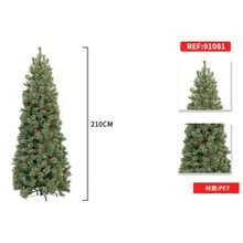 Artificial Frosted Christmas Tree With Red Berry Pine Cone Decoration Indoor Holiday Display Tree - Green - View 11