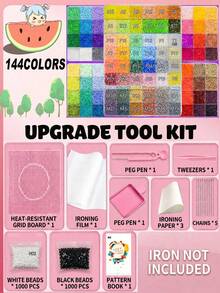 24/48/72/96 Colors Hot Melt Bead Handmade Set, Includes Square Board, Multi-Layer Storage Box, Ironing Paper, Keychain, Decorative Accessories And Hanging Rope, DIY Bead Art Handmade Set, Suitable For Holidays, Celebrations, Birthdays And Valentine's Day Gifts - Polymer Clay Set - View 11
