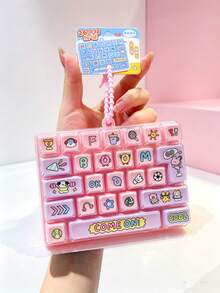Cute 26 Grids Stress Relief Simulation Keyboard Keychain Animal Diary Desktop Decoration Student Bag Ornament Toy Creative Gift - Multicolor - View 4