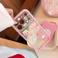 GUCADI Rose Pink, Sweet And Cute Cartoon Lamb Pattern Phone Case, Suitable For Apple 18 Pro Max, 17, With Pink Border, 16 Model Is Soft Shell, 15 Model Is Matte Texture, Design Is Cute, Sweet, Girly, Creative, Geometric Pattern, Cartoon Style, Niche - Rose Pink - View 4