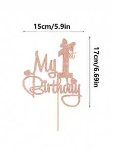 1件裝玫瑰金「My First Birthday」蛋糕插牌，公主主題派對裝飾，竹製蛋糕裝飾配件（隨機配件） - 彩色 - 查看 6