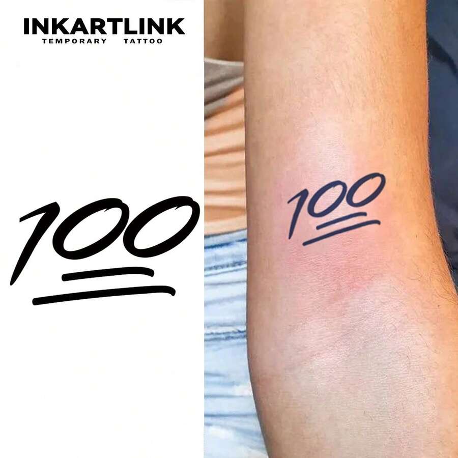INKARTLINK 1PC Graffiti Style 100% Score Tattoo Sticker, Temporary Waterproof Body Art Tattoo Sticker, Lasts 2-5 Days, Water Transfer Colorful Tattoo Sticker, Suitable For Men And Women, Essential For People, Party Essential Decoration, Festival Body Decoration