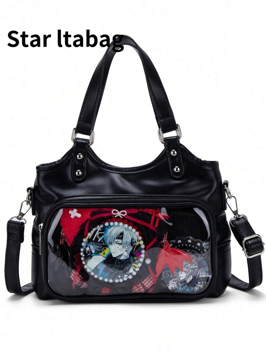 Japanese Harajuku Style Cute Anime Card Badge Element Versatile Handbag Backpack Crossbody Bag For Girls Students