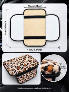 ROSEKEY 1pc Leopard Print Plush Car Center Console Armrest Cover, Soft Fuzzy Armrest Cushion Protector With 2 Side Storage Pockets, Universal Anti-Slip Auto Interior Organizer For Cars SUVs Trucks, Car Accessories For Women. - Armrest Pads - View 6