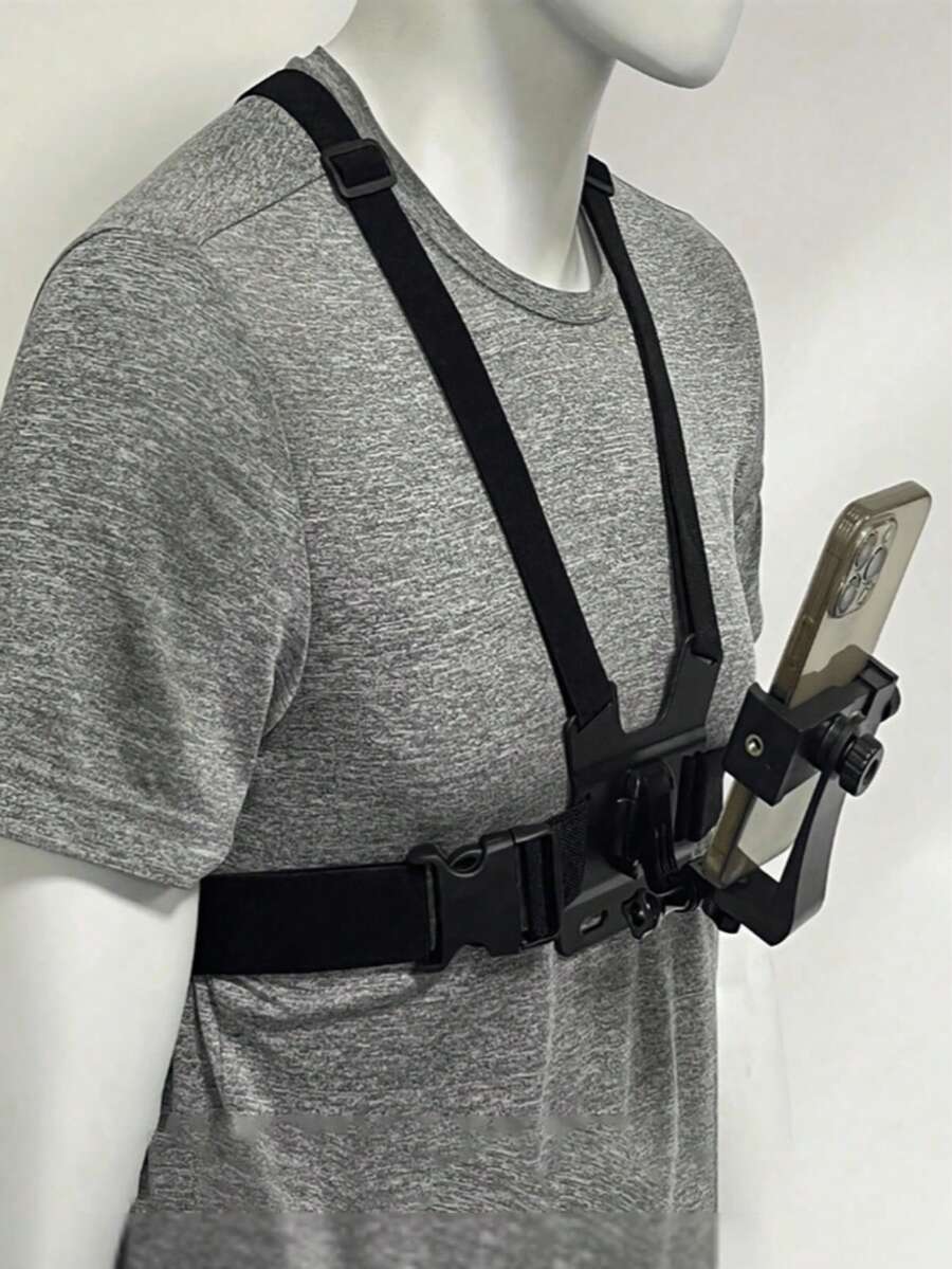 Sports Camera Chest Strap, Universal Adjustable Chest Support Strap, Multi-Function Chest Mount, Phone Live Streaming Chest Support, Body Fixing Device With Backplate, Dual Locking Design And Safety Buckle. Suitable For Cycling, Kayaking, Running, Video Live Streaming, Extreme Sports Camera Mounting, First-Person View Cycling Shooting Accessory. An Excellent Gift For Cycling Photography Enthusiasts. - View 1