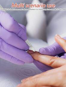 Herramienta de manicura circular de acero con punta de empuje, punta de empuje circular de acero inclinada de doble cabezal para eliminar la piel muerta y dar forma a las uñas como herramienta previa a la manicura. - Multicolor - Ver 4
