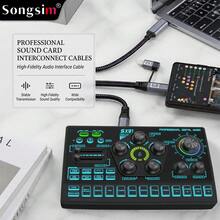 Songsim-SX91 Set Kartu Suara Khusus untuk Live Streaming/Rekaman & Mikrofon Kondensor BM800, Mendukung Transmisi Lossless OTG, Penyesuaian EQ, Kontrol Trek, Penyesuaian Reverb, Pengiring Bluetooth, Kartu Suara Digital Multifungsi, Mikrofon Pengambilan Vokal High-Fidelity, Dilengkapi dengan Kabel Audio OTG 2-in-1/Stand Lengan Boom Logam, Cocok untuk Live Streaming, Rekaman, Gaming, Bernyanyi, Alat Musik - MultiWarna - View 7