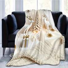 Luxury Christmas Deer Printed Flannel Blanket, Soft Warm Throw Blanket, Christmas Blanket Autumn Home Decor - Multicolor - View 7