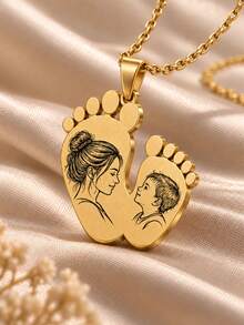 [ZzAi Custom]Personalized Custom Linear Image, Parent-Child Image, Lover Image, Memorial For Deceased Loved Ones, Pet Portrait, "Creative Frame, Remembrance Frame", Stainless Steel Material Handmade, Includes Gift Box, Suitable As Daily Gift, Anniversary Gift, Family Gift, Christmas Gift, Valentine's Day, Mother's Day Gift. - Foot-shaped Design - View 2