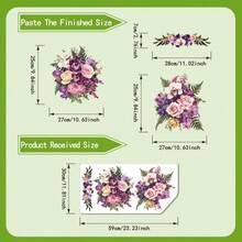 1pc European Floral Toilet Decor Sticker, Purple Rose & Orchid Bouquet Bathroom Toilet Seat Self-Adhesive Beautification Sticker - Multicolor - View 6