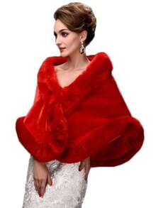 Women's Faux Fur Shawl, Suitable For Evening Gown, Faux Fur Short Cape Scarf, Suitable For Wedding_Party_Performance - Multicolor - View 12