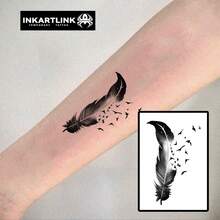 INKARTLINK 1PC Feathered Bird Free Spirit Totem Temporary Tattoo Sticker, Waterproof Body Art Tattoo Sticker, Lasts 2-5 Days, Water Transfer Colorful Tattoo Sticker, Suitable For Men And Women, Essential For People, Party Essential Decoration, Holiday Celebration Body Decoration - Black - View 8