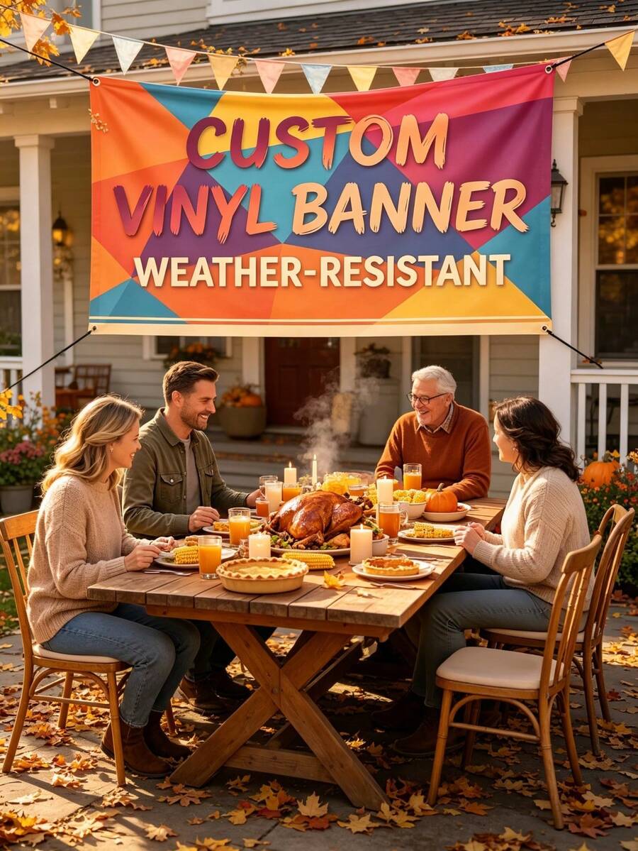 1pc Personalized Vinyl Banner,Custom Text/Logo/Image,Indoor Outdoor Use,Custom Business Advertising & Birthday Banner, Waterproof Indoor/Outdoor Sign, Full Color Custom Text & Logo, Ideal For Wedding,Birthdays,Halloween,Christmas,Holidays & More - Multicolor - View 1