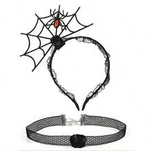 1pc Halloween Headband & Neck Collar Set, Spider Web Headband Party Festival Atmosphere Prop Hair Clip, Influencer Photo Costume Accessory - Multicolor - View 10