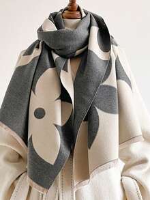 1pc Geometric Floral Scarf Shawl Blanket Neck Scarf, Soft & Lightweight, Fashionable Casual, Suitable For Daily Office, Wedding Evening Dress, Great Gift - Multicolor - View 8