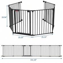 Corralito de Metal con Puerta para Bebé y Perro, Panel de  Ajustable de 382x74 cm, Modular de 5-6 Secciones, Instalación Sencilla con Accesorios, Ideal para Salón, Jardín y Casa Rodante, Negro - 6 piezas - Ver 3