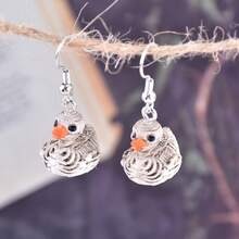 1 Pair Halloween Skeleton Duck Resin Women Fashion Dangle Earrings - White - View 2