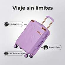 Maleta multifuncional de 20 pulgadas, juego de 2 unidades, con gran capacidad y rotación de 360 grados, ideal para vacaciones familiares y viajes alrededor de la ciudad (azul morado, negro) - Lila Púrpura - Ver 3