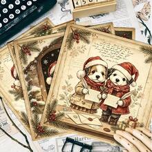 24 Sheets 6x6 Inch Cute Puppy Christmas Scrapbooking Paper, Vintage Framed Cardstock, Healing Watercolor Puppy Craft Paper, Suitable For DIY Holiday Cards, Junk Journals And Fine Cutting - Square - View 6