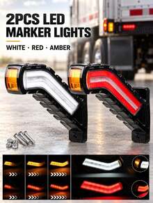 GLANBERT 2pcs Truck Waist Lights LED Flowing 3-Color Trailer Lights 12V/24V Flowing Light T-Shaped Water Ripple Waist Light LED Light Arm Guide Waist Light Engineering Vehicle Truck Double-Sided Side Lights - Truck Side Marker Lights - View 7