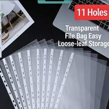 100 PCS Clear 11‑Hole Paper Protectors, 11.89 X 9.17 Inch Plastic Document Sleeves For Binders, Transparent File Folders, Back To School Office Supplies - Transparent - View 3