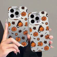 1pc Halloween Cat Pumpkin Apple 16 Phone Case IPhone15 Laser 14Plus Shockproof 12promax Luxury - White - View 3