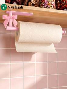 Vyslejah Pink Bow Tissue Holder, Self-Adhesive Tissue Roll Holder Under The Cabinet, Stainless Steel Wall Mounted Tissue Holder In The Kitchen And Bathroom - Multi-color - View 1