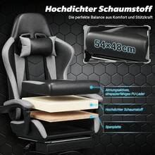 DEVOKO Gaming Chair - Ergonomic Gaming Chair With Footrest And Lumbar Support, Height Adjustable, Padded, 150 Kg Capacity, PC Swivel Chair, Black - Grey - View 5
