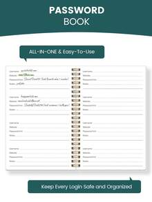 1pc Teal Pink Spiral Password Book 8.15x5.7in With Keyboard Shortcut Sticker, Halloween Notebook Office Decor And Accessories Nurse Essentials Bible Study Materials, For Logins & Password Hints - A - View 2
