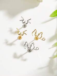 1pc Cute Minimalist Stainless Steel Stud Earrings Suitable For Women's Daily Wear - Cat - View 1