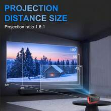 Portable WiFi Projector, 1080P Supported Mini Movie Projector With Wireless Screen Mirroring, Compatible With IOS Android Windows, Compact Home Theater Projector For Office Presentations, Movies, Travel, Smartphone And Laptop - Black and Red - View 3