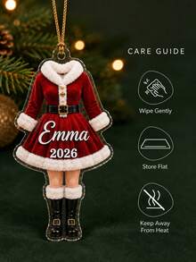 1pc Personalized Santa Outfit Christmas Ornament 2026, Custom Name Acrylic Ornament, Mr & Mrs Santa Suit Keepsake, Holiday Xmas Tree Decor,Christmas Gift - Multicolor - View 9
