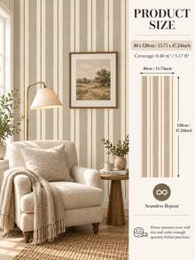 SUPSTICKER 1PC Vintage Stripe Half Wall Sticker Peel And Stick Removable DIY PVC Wall Decor For Living Room Bedroom Home Interior - 1PC - View 15