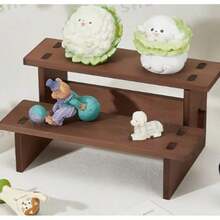 Wooden Storage Rack, Toy Display Rack, Desktop Decorative Rack, Multi-Layer Model Display Rack, Solid Wood Storage Rack, Suitable For Women's Storage And Organization, Travel Essentials, Back-To-School Dorm Stor - Coffee Brown - View 5