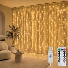 LED Curtain Lights - USB Powered Christmas LED String Lights With Remote Control, 8 Lighting Modes, Suitable For Home Decor, Holiday Wedding, Christmas, Birthday And Party (Window Hanging Decoration) - Warm white light - View 6